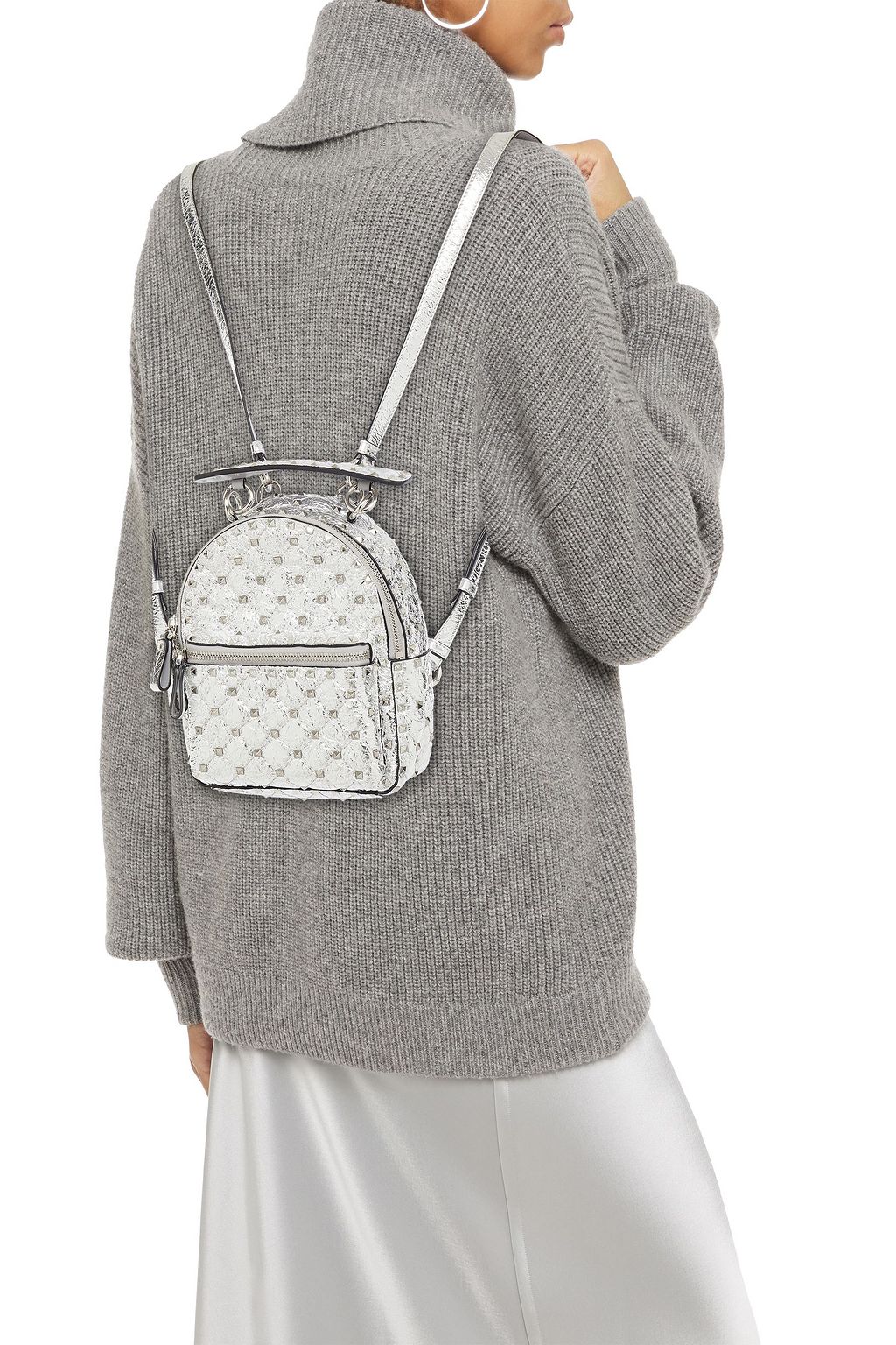 VALENTINO GARAVANI Rockstud Spike metallic quilted textured-leather backpack