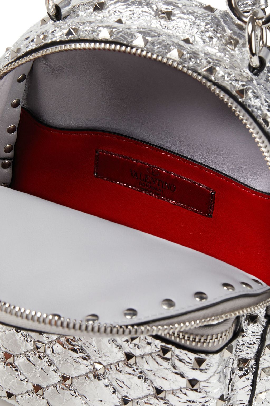 VALENTINO GARAVANI Rockstud Spike metallic quilted textured-leather backpack
