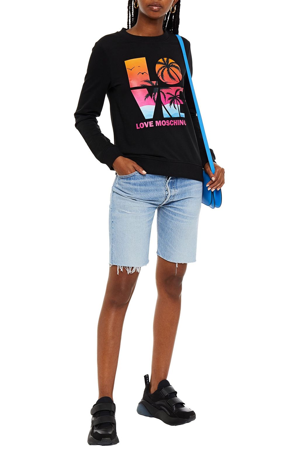 LOVE MOSCHINO Printed French cotton-terry sweatshirt
