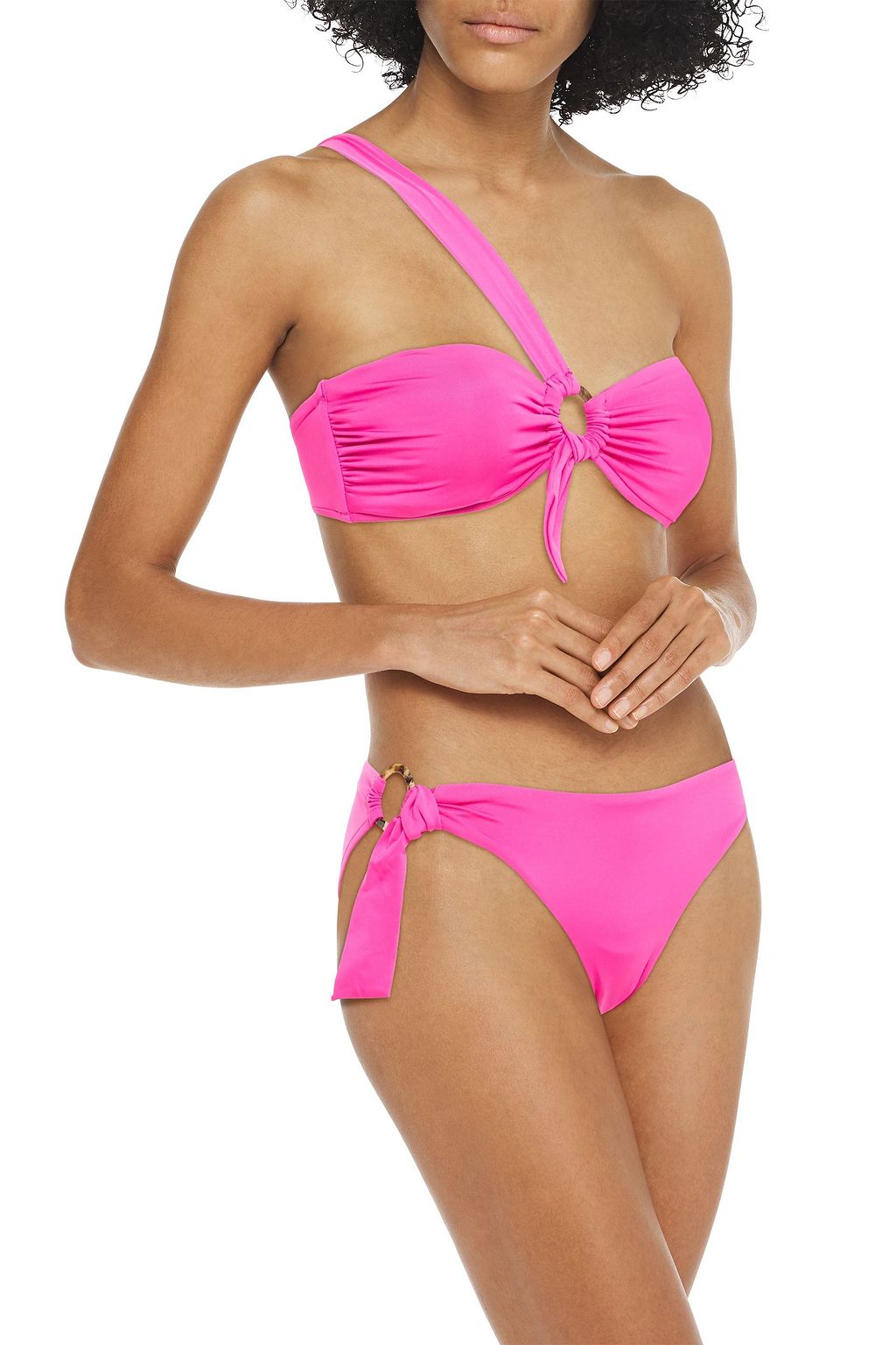 SEAFOLLY One-shoulder ring-embellished bandeau bikini top