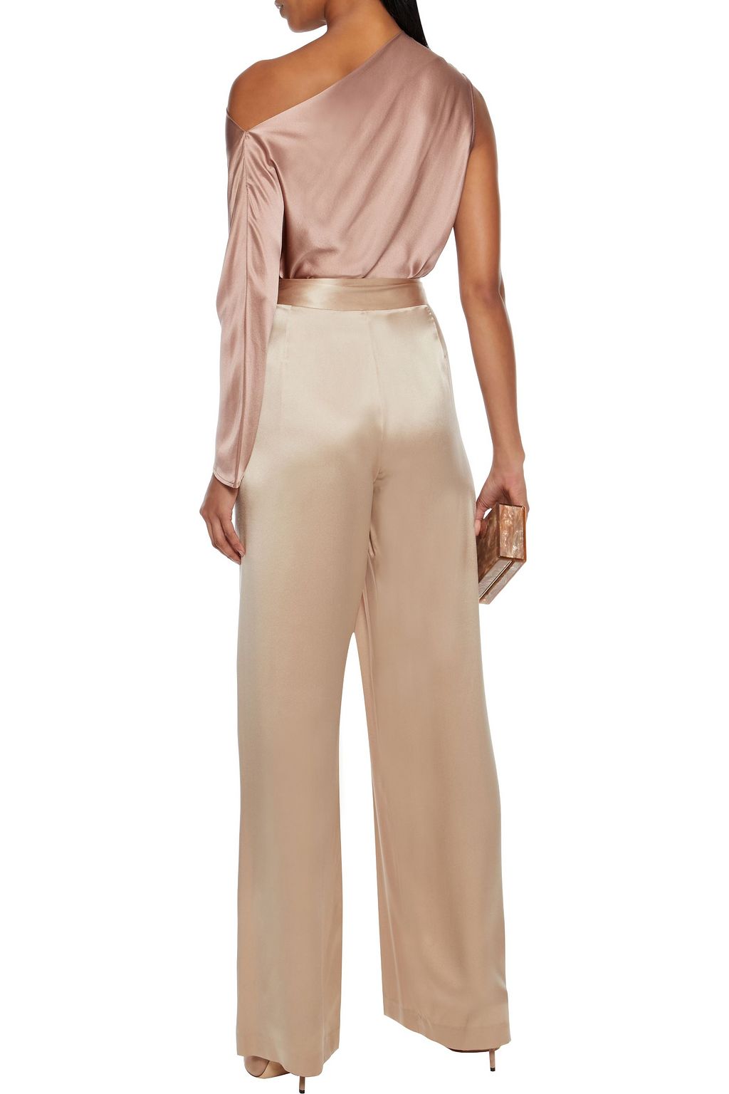 MICHELLE MASON Pleated silk-charmeuse wide-leg pants