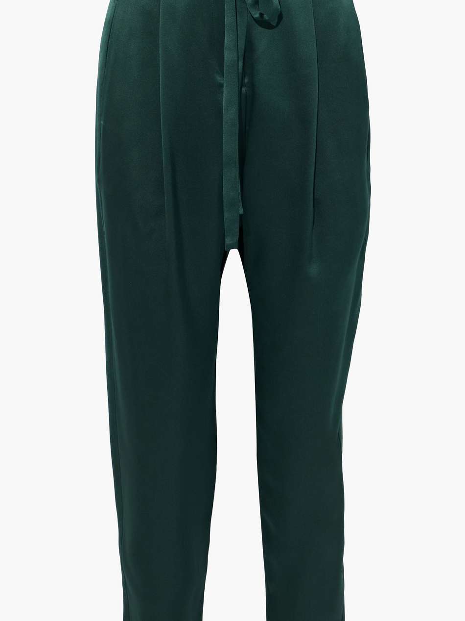 belted silk-charmeuse tapered pants