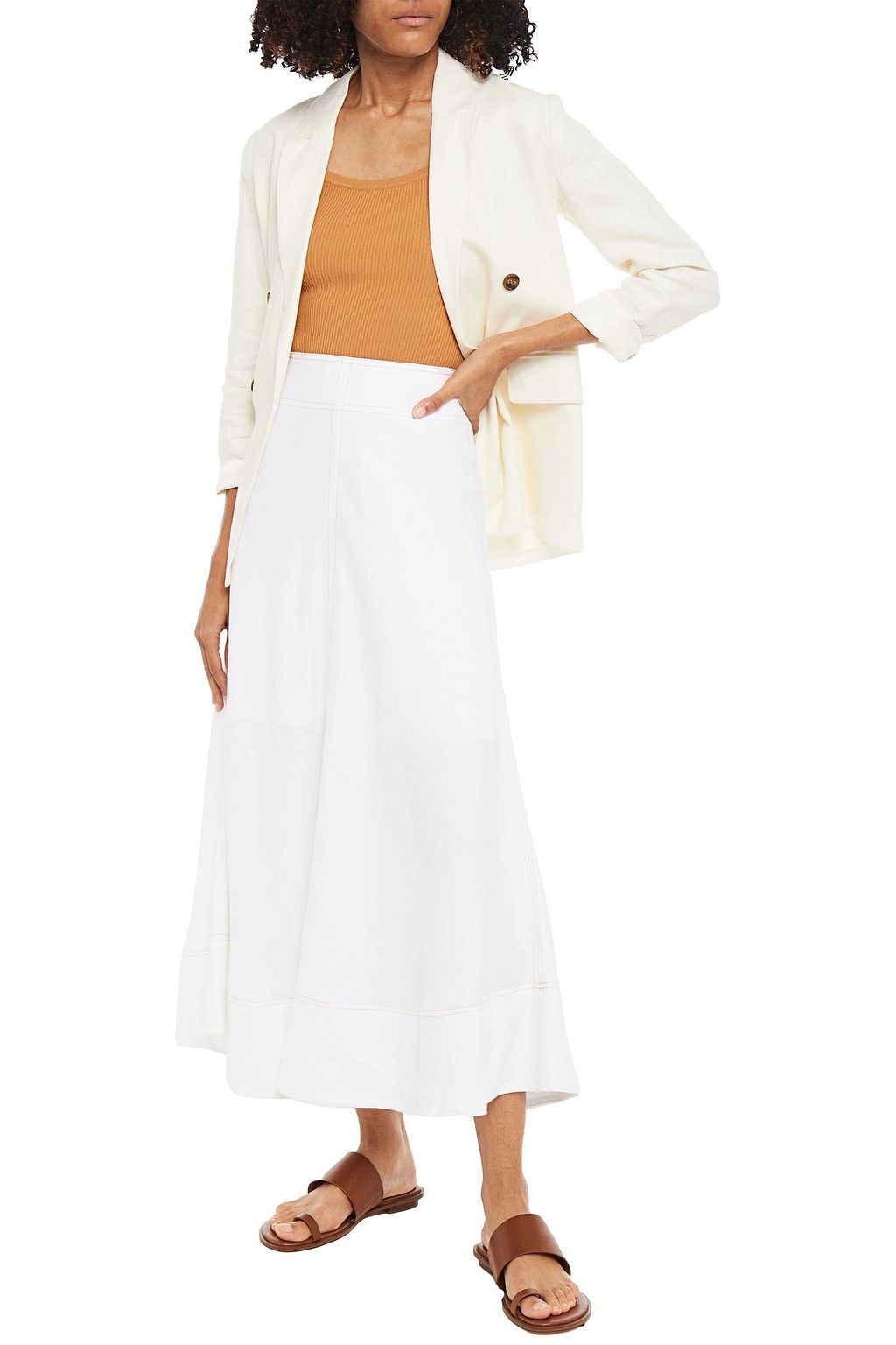 LEE MATHEWS Nico linen midi skirt