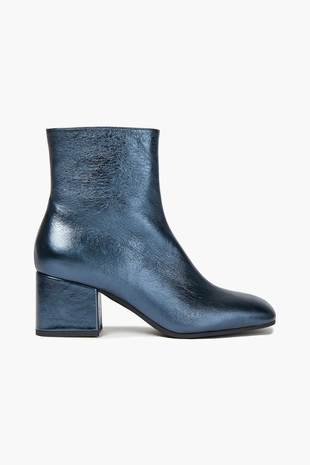 metallic blue ankle boots