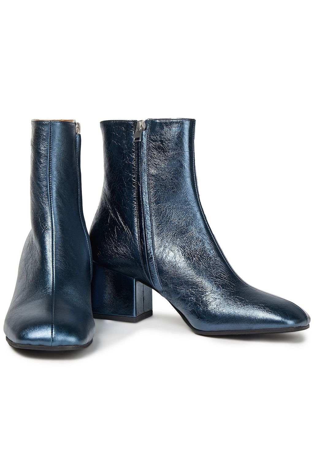 MARNI Metallic crinkled-leather ankle boots