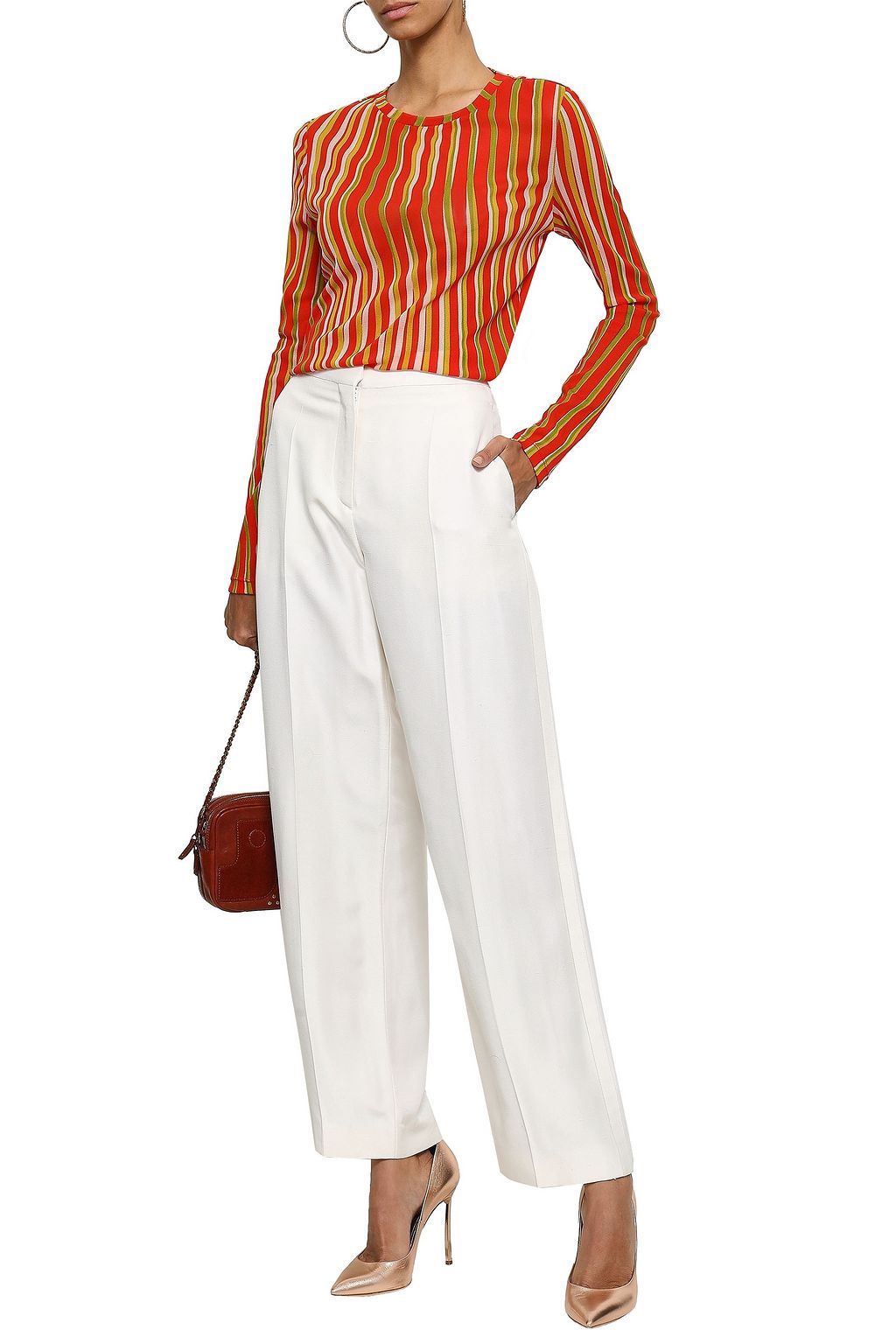 VALENTINO GARAVANI Silk-shantung wide-leg pants