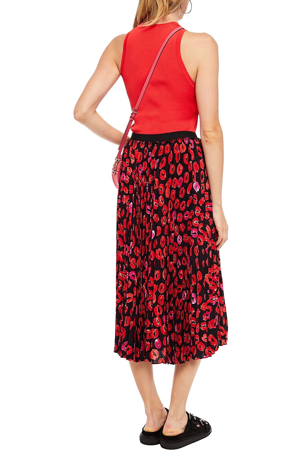 MARNI Pleated printed crepe midi skirt