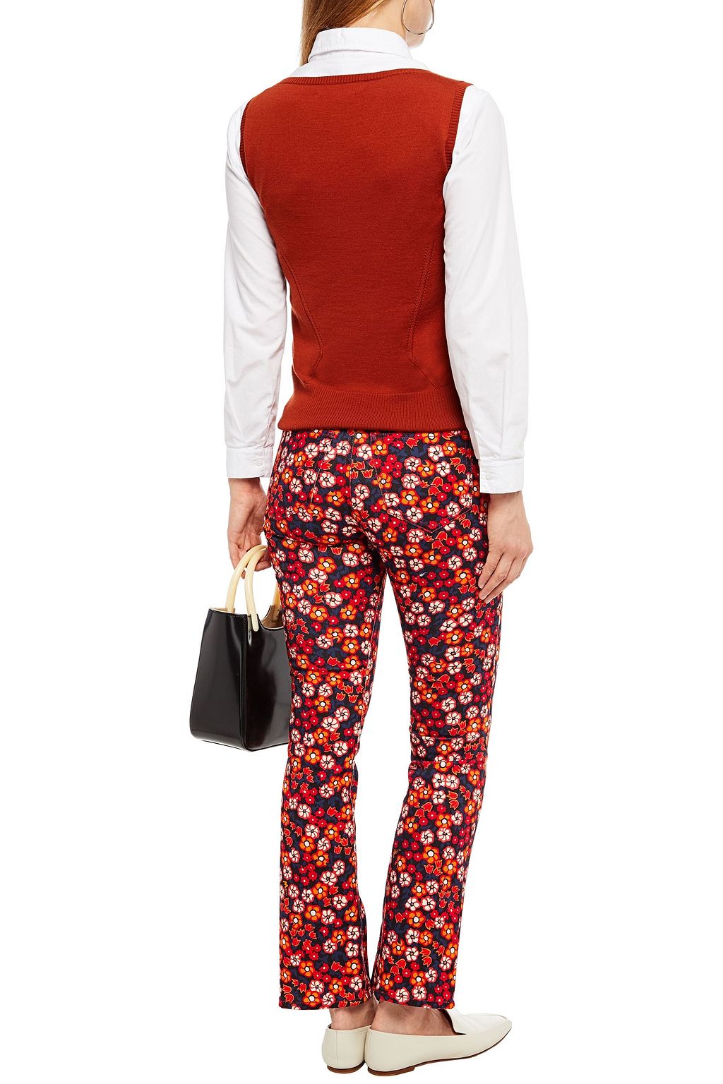 MARNI Floral-print mid-rise bootcut jeans