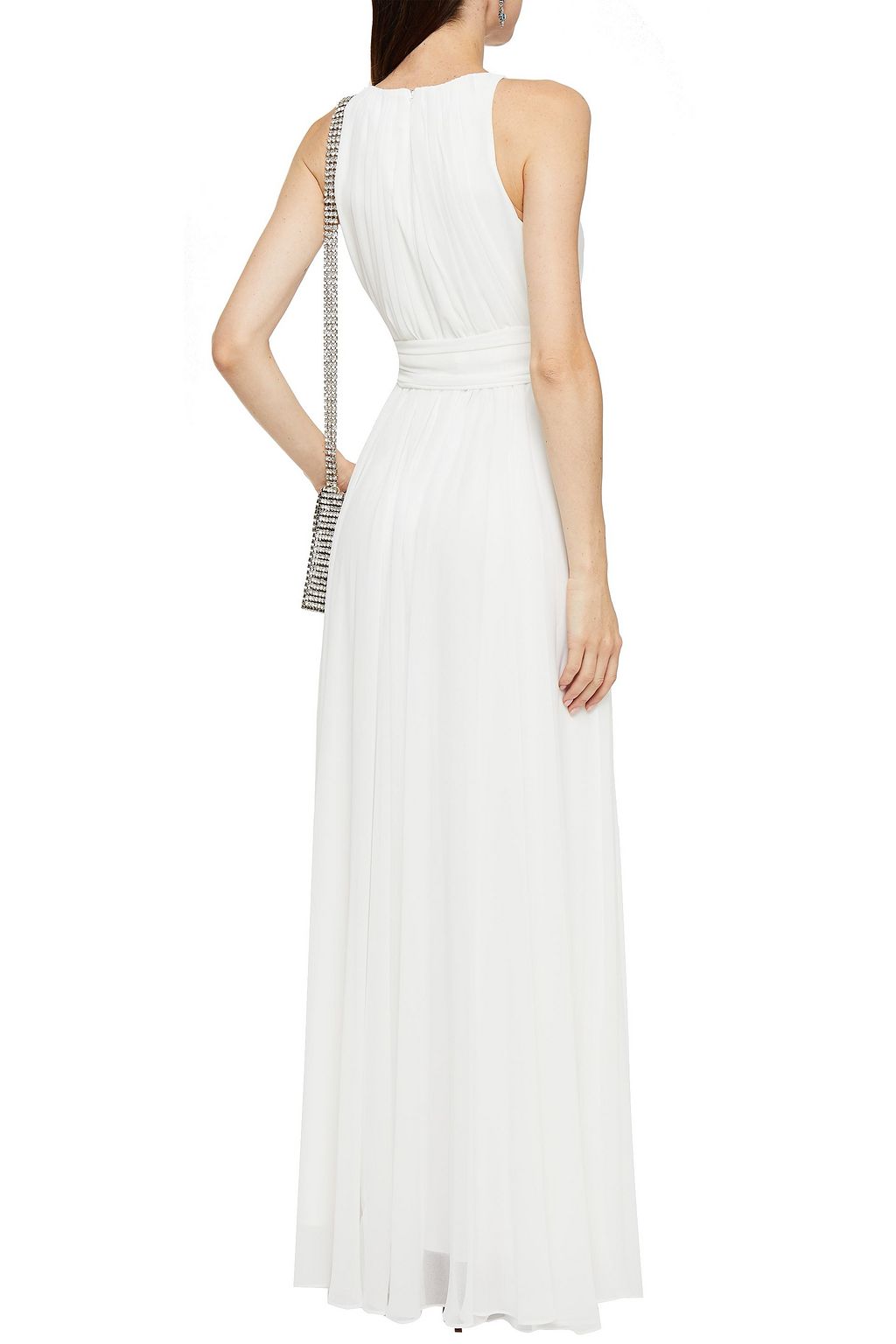 BADGLEY MISCHKA Belted gathered georgette gown