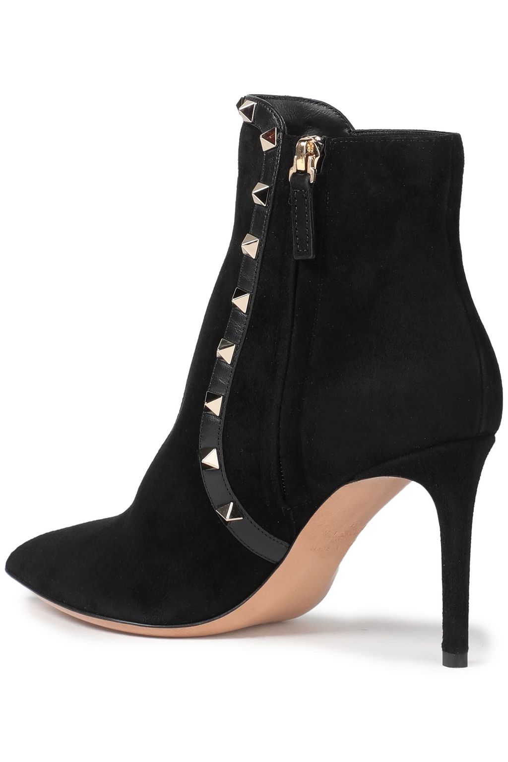VALENTINO GARAVANI Rockstud leather-trimmed suede ankle boots