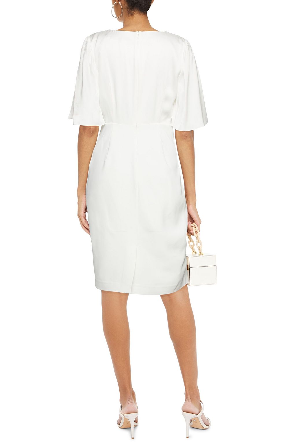 BADGLEY MISCHKA Wrap-effect silk-satin and stretch-crepe dress