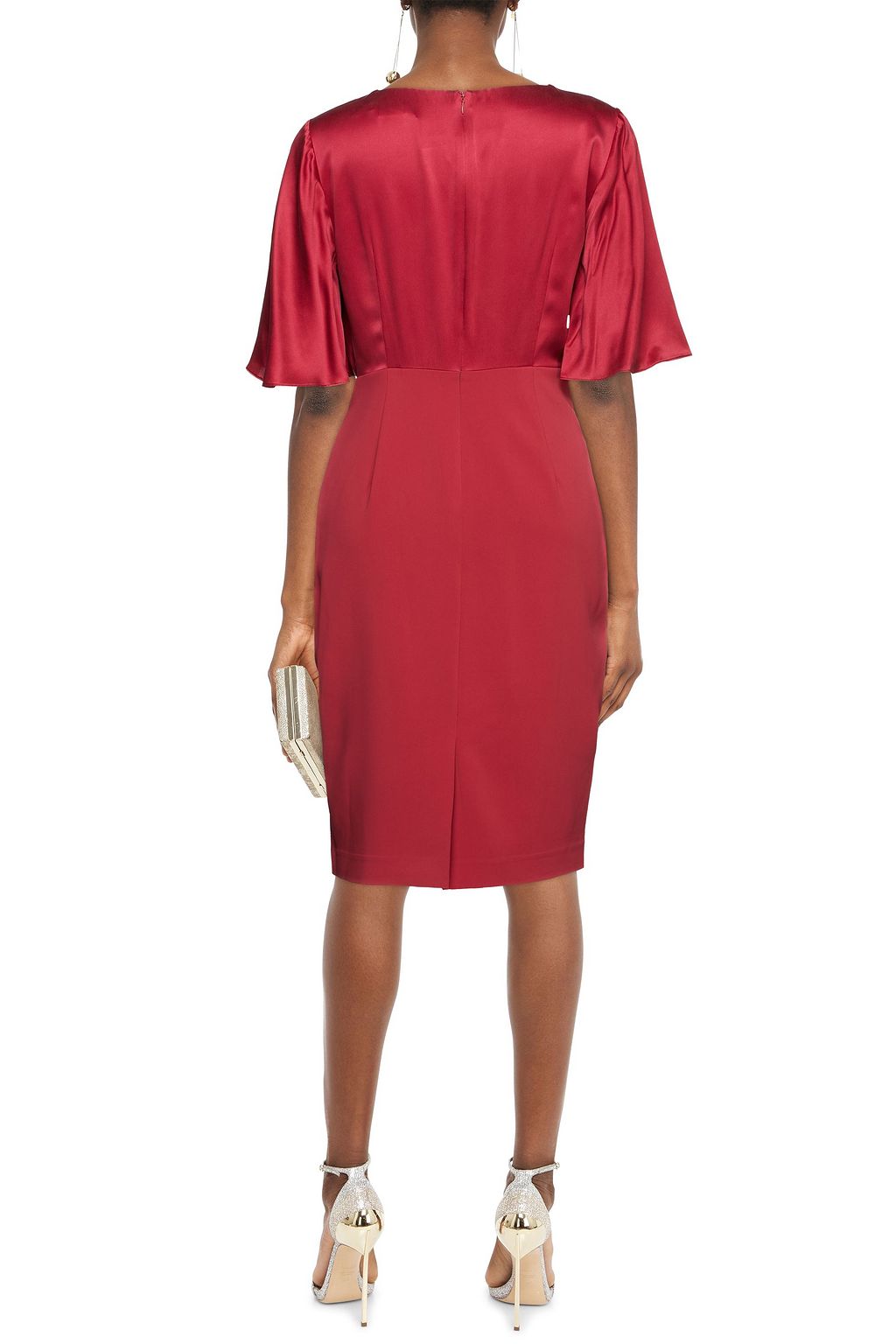 BADGLEY MISCHKA Wrapeffect silksatin and stretchcrepe dress THE