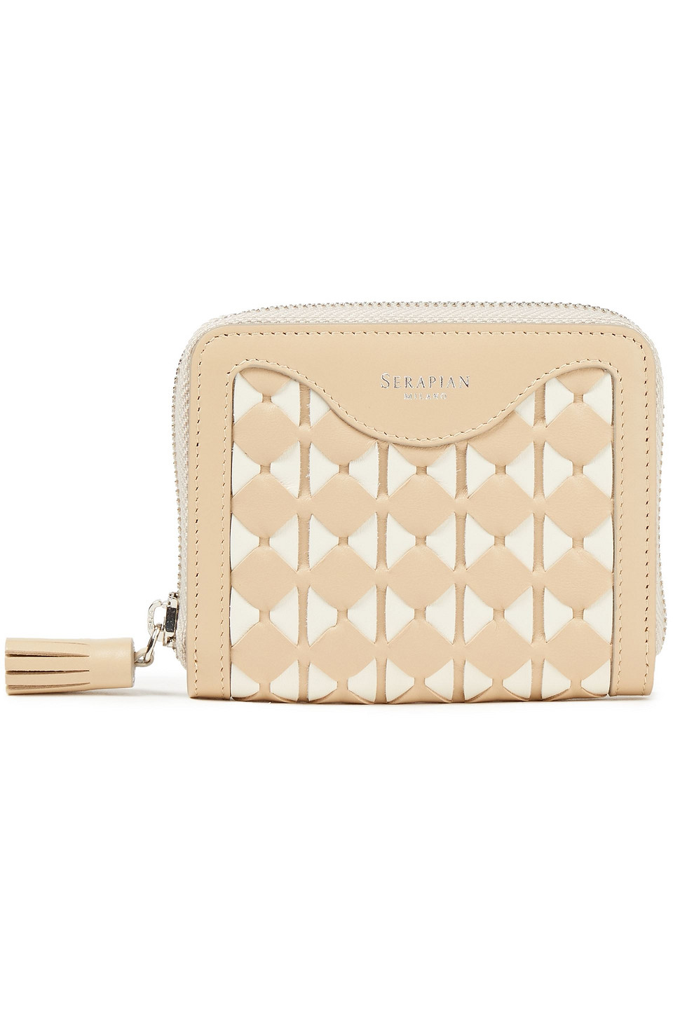 Serapian Woman Tasseled Mosaico Leather Wallet Beige Size --