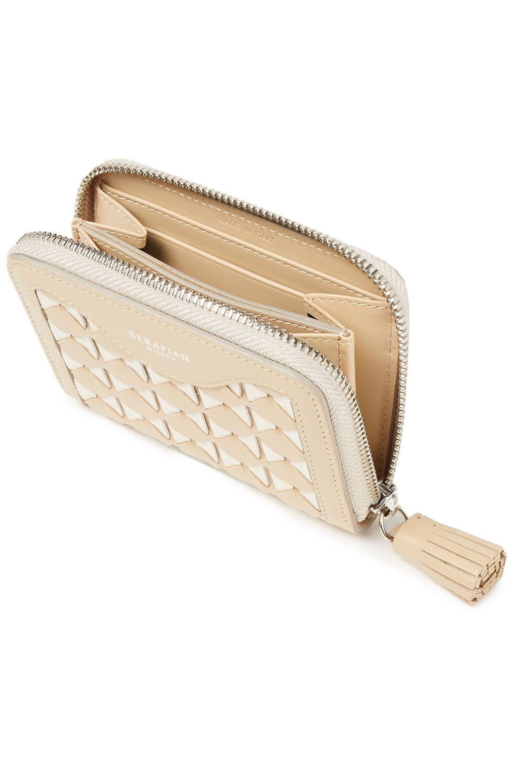 SERAPIAN Tasseled mosaico leather wallet
