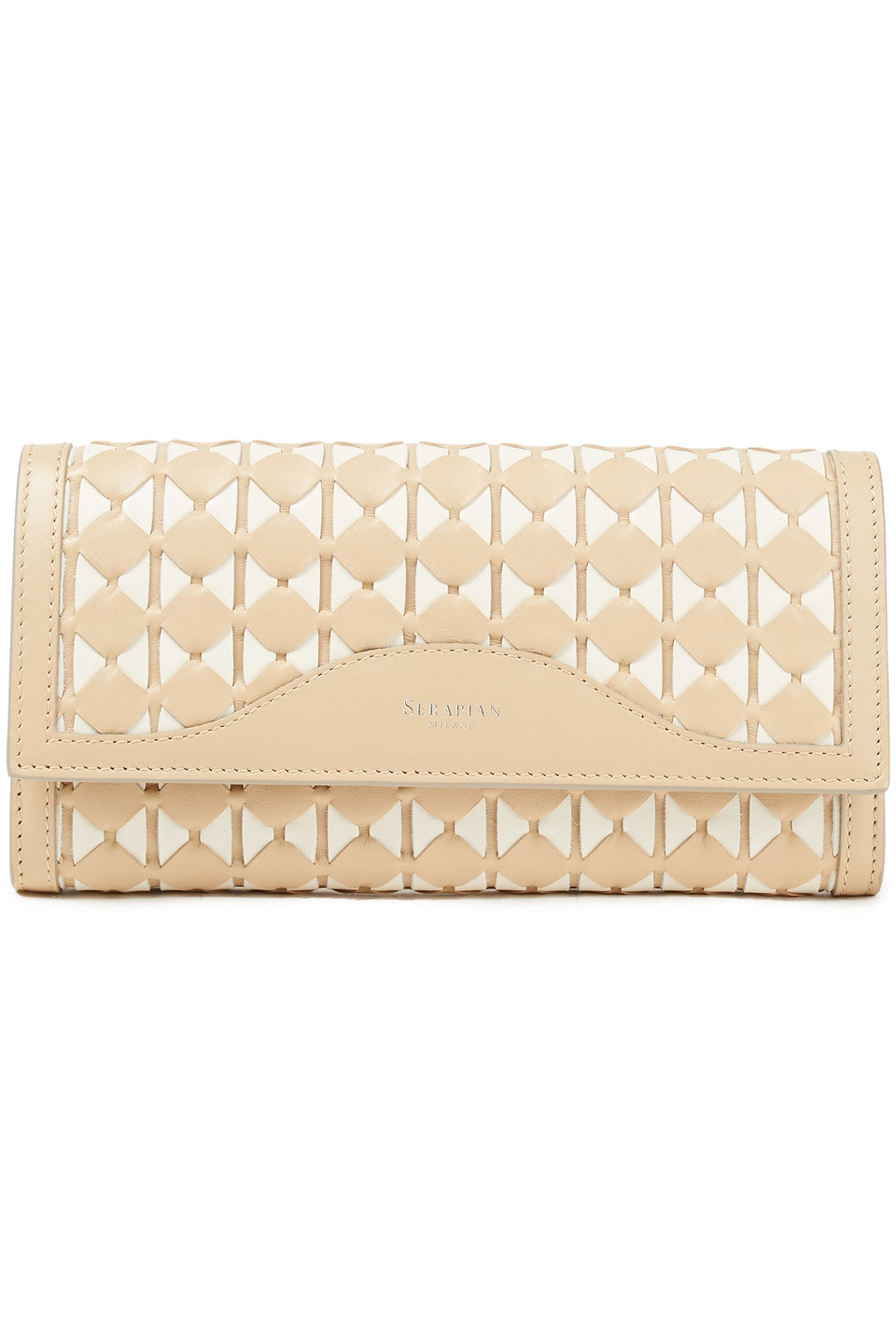 Serapian Woman Mosaico Leather Wallet Beige Size --
