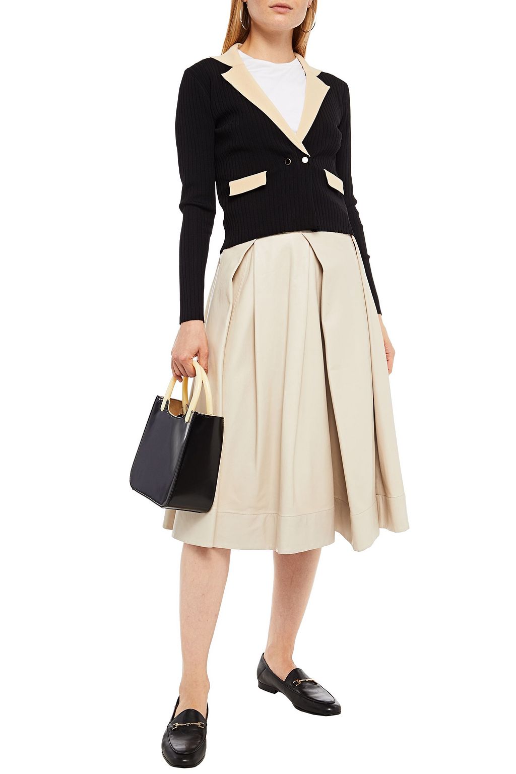 MARNI Pleated leather skirt