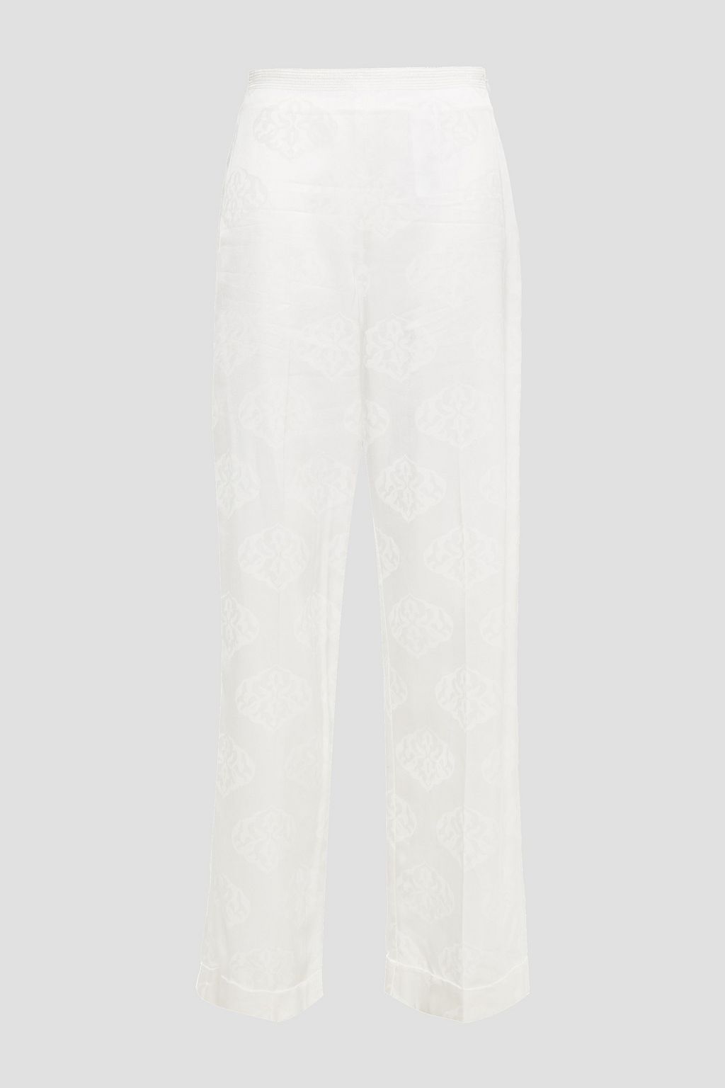 White Hanoy jacquard straight-leg pants 