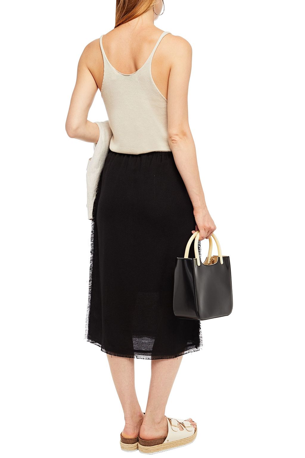 MARNI Frayed canvas midi skirt