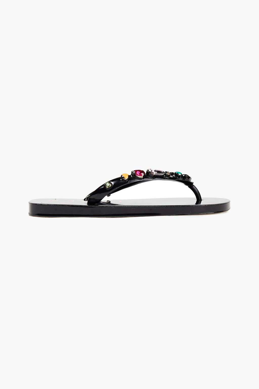 MARNI Embellished coated rubber flip flops THE OUTNET