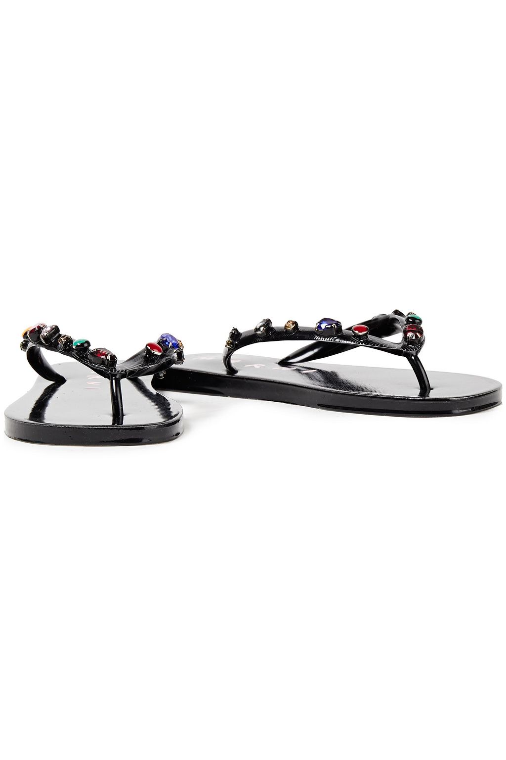 MARNI Crystal-embellished rubber flip flops