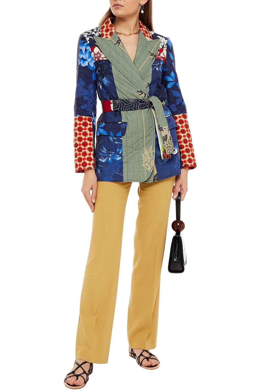 ETRO Floripa belted patchwork printed cotton blazer