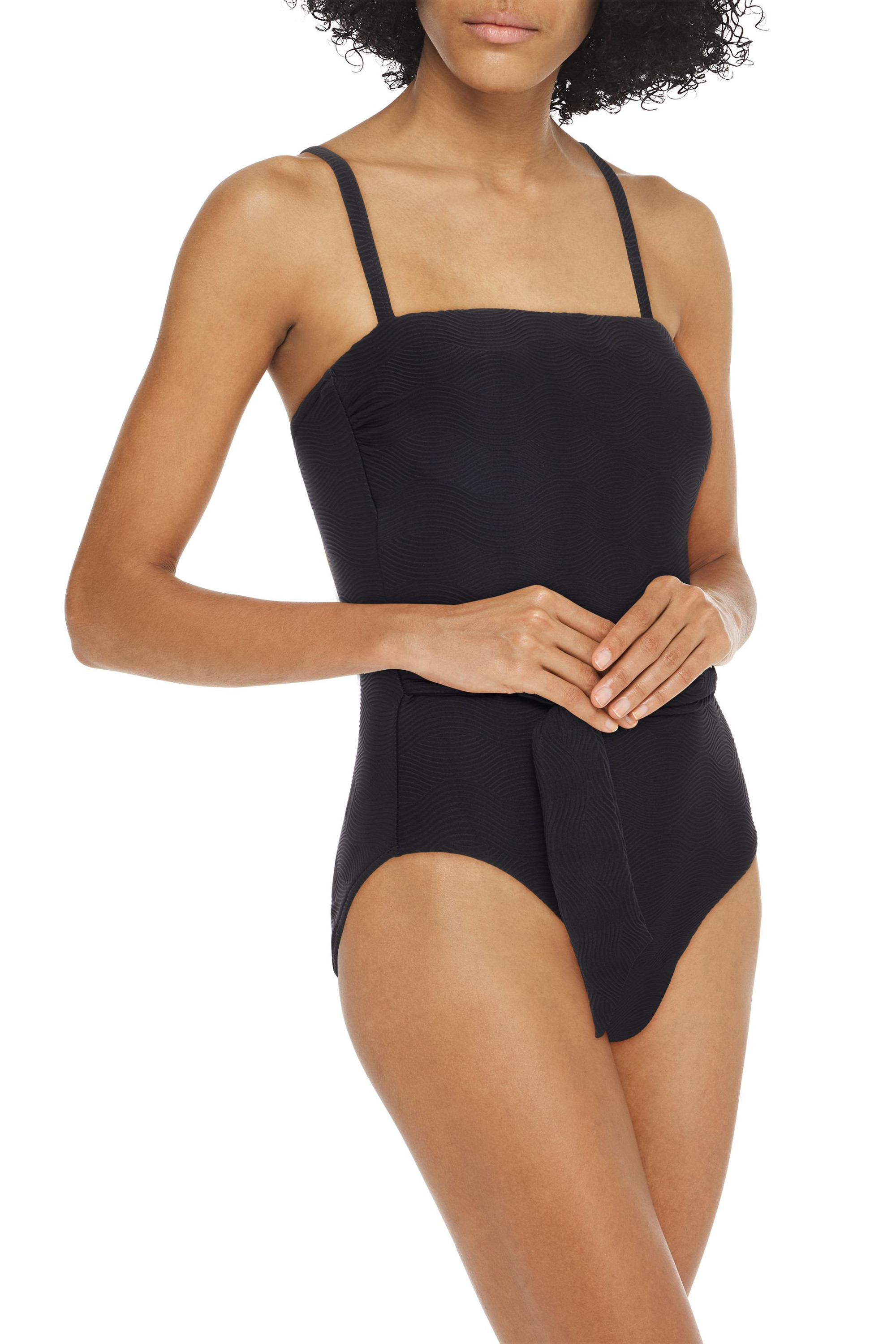 Seafolly Capri Sea belted textured swimsuit