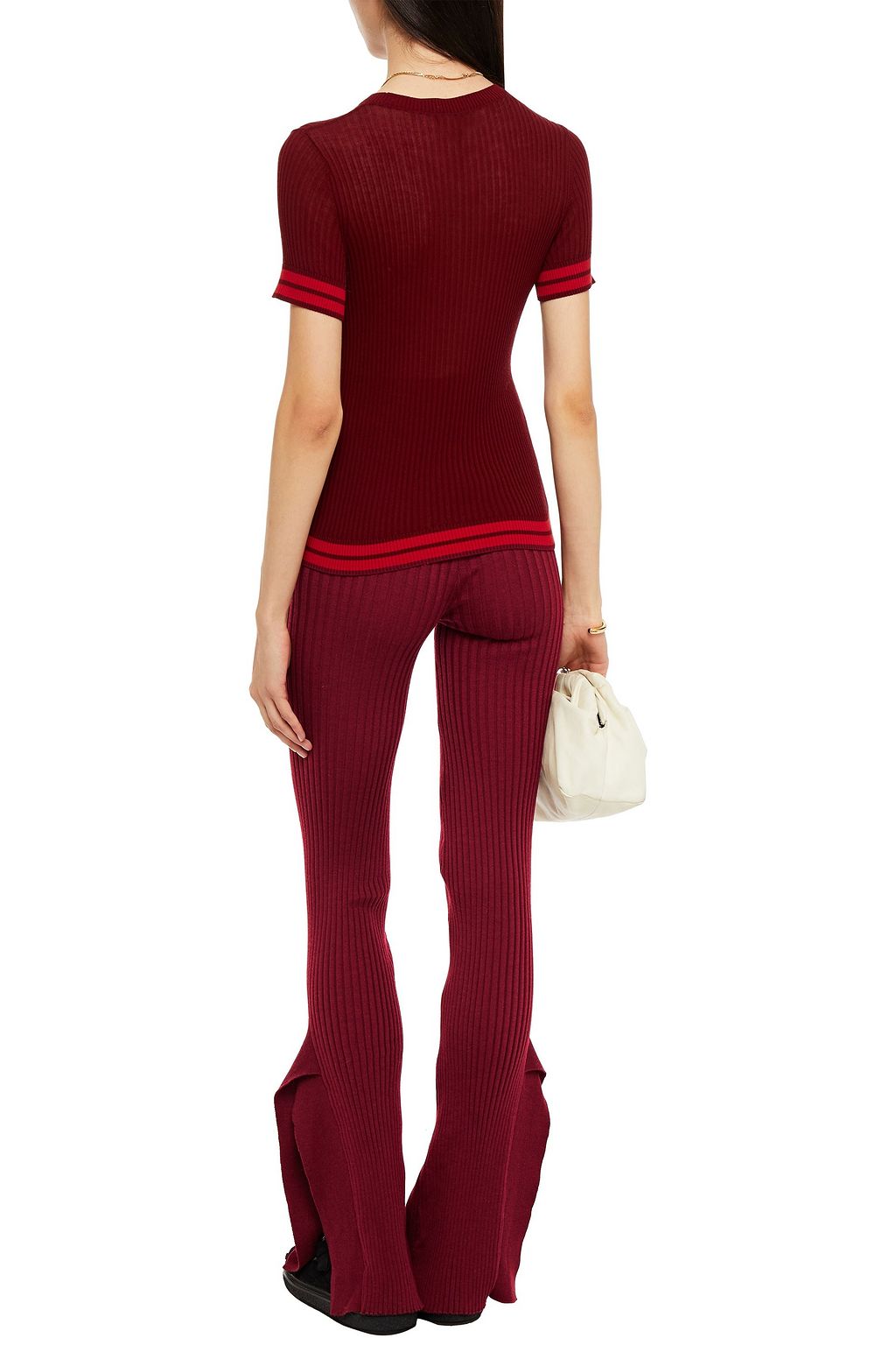 STELLA MCCARTNEY Ribbed wool and silk-blend flared pants