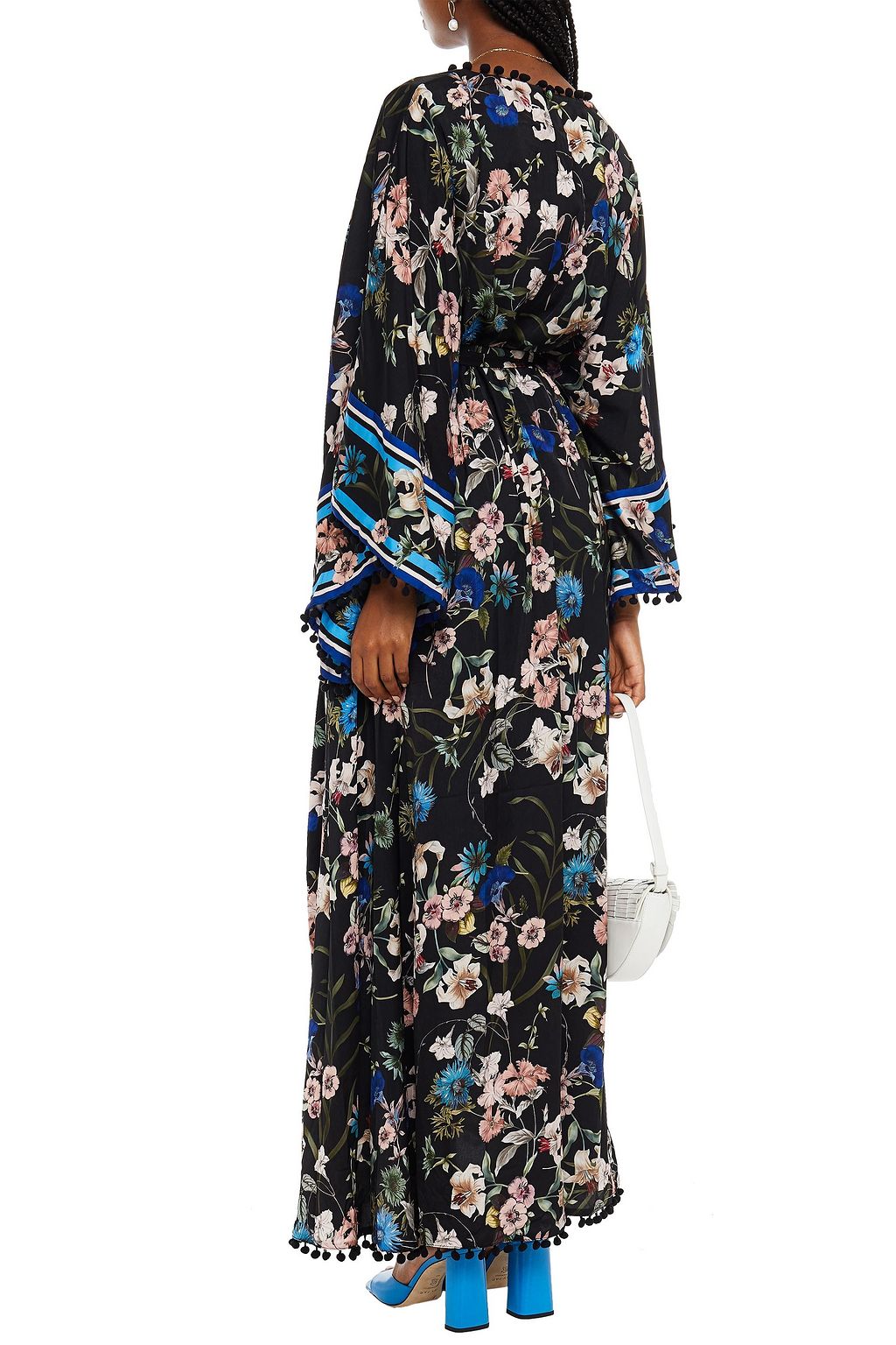 BADGLEY MISCHKA Wrap-effect floral-print crepe de chine gown