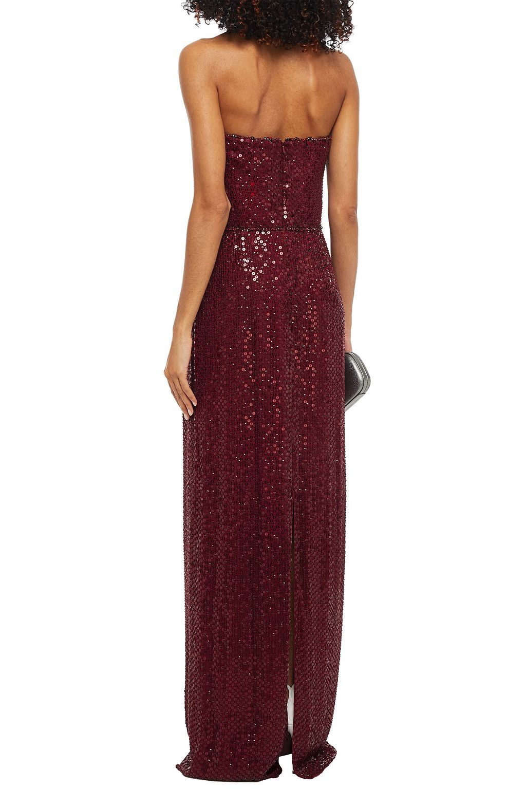 JENNY PACKHAM Strapless embellished sequined georgette gown