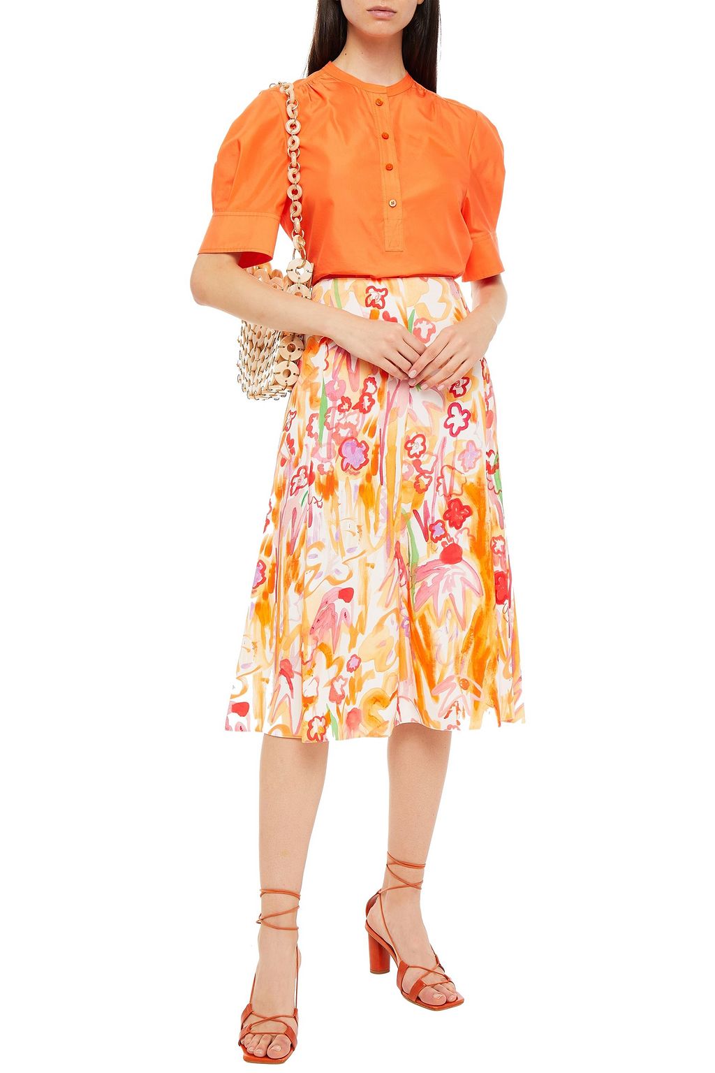 MARNI Floral-print crepe midi skirt