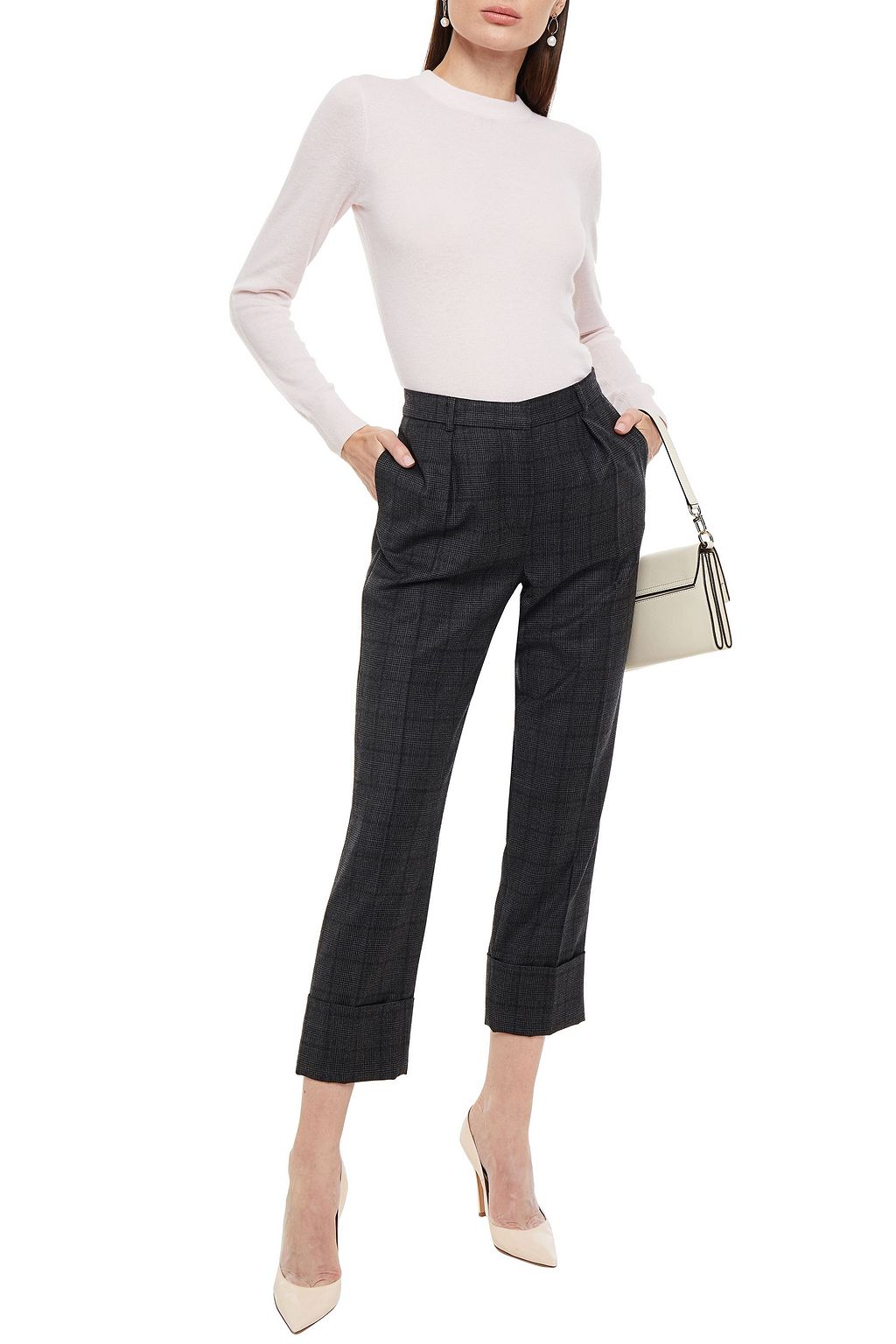GOAT Kooper Cropped Hose mit schmalem Bein aus Wolle mit Glencheck-Muster