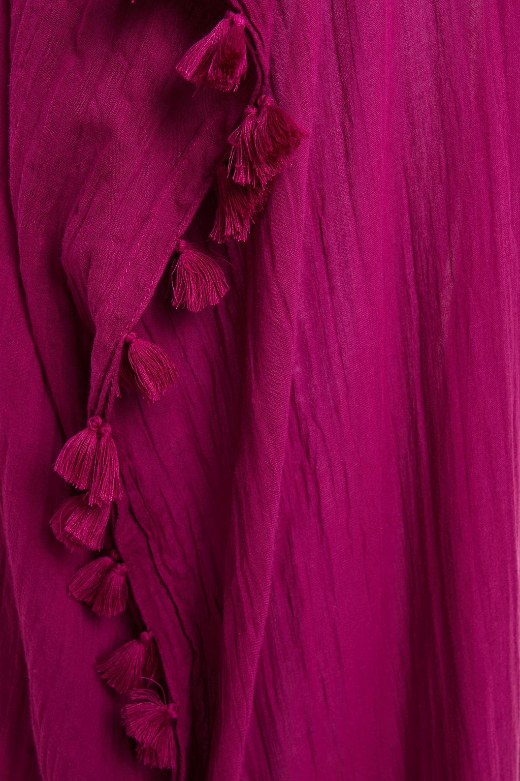 SEAFOLLY Tasseled crinkled cotton-gauze kaftan