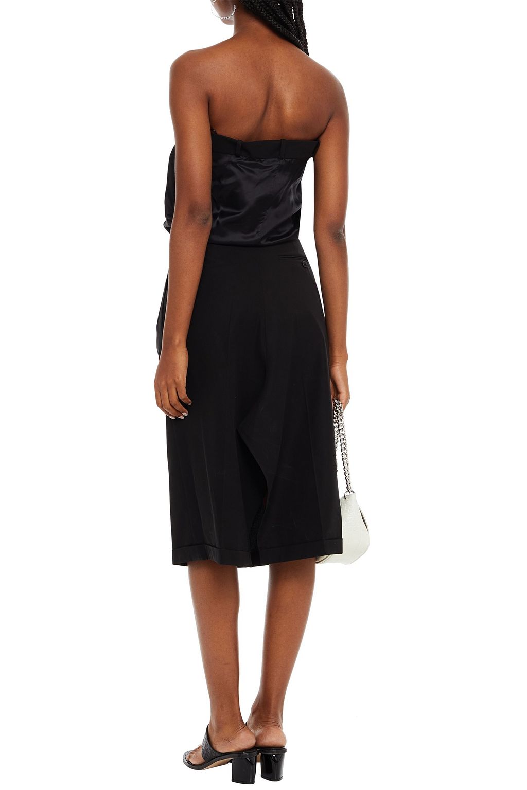 MAISON MARGIELA Strapless satin-paneled cotton-twill dress
