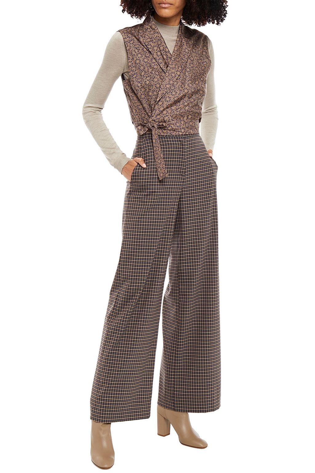 BRUNELLO CUCINELLI Cropped Wickeloberteil aus Seidensatin mit floralem Print