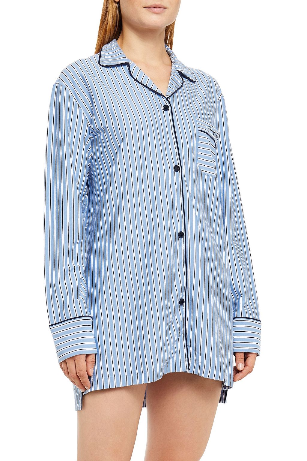NINETY PERCENT Striped organic cotton-jersey nightshirt