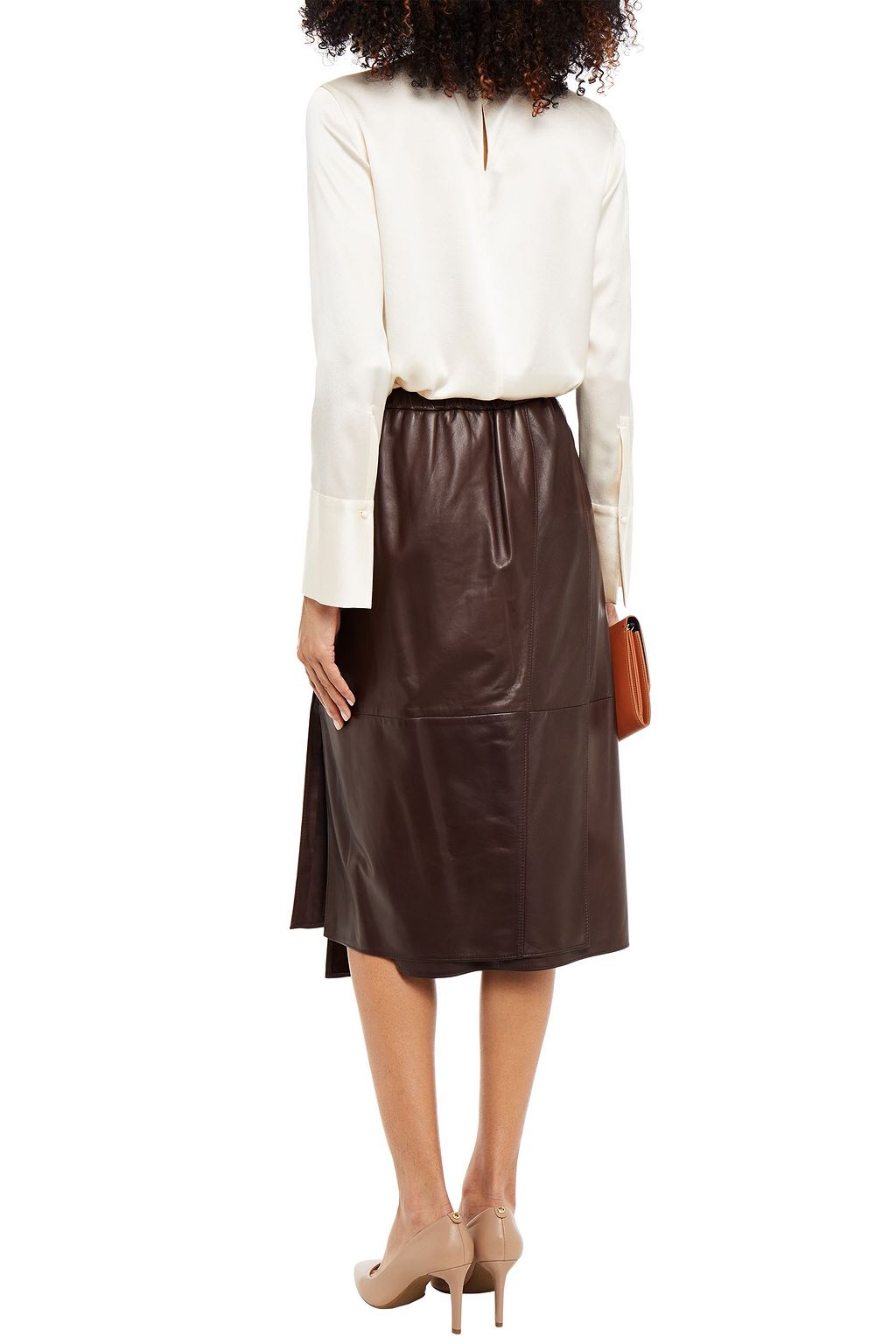 BRUNELLO CUCINELLI Wrap-effect leather skirt