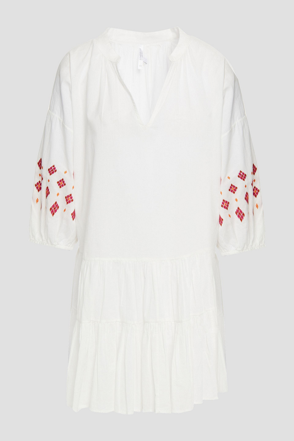 Seafolly Tiered Embroidered Cotton-gauze Mini Dress In White