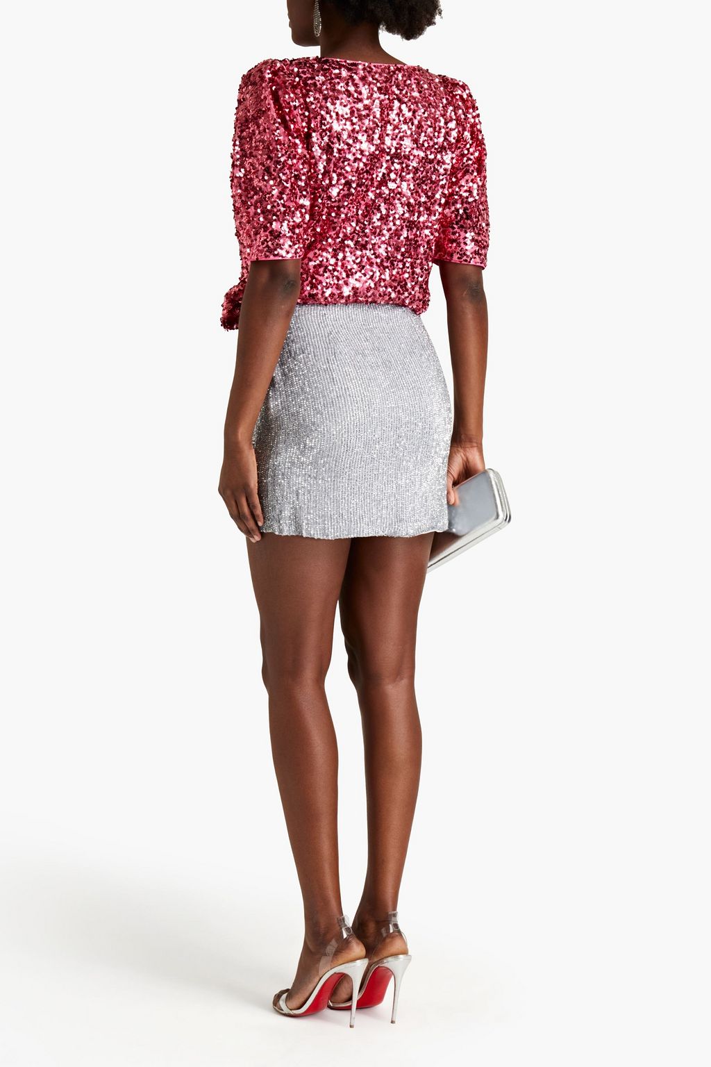 RETROFÊTE Embellished chiffon mini skirt