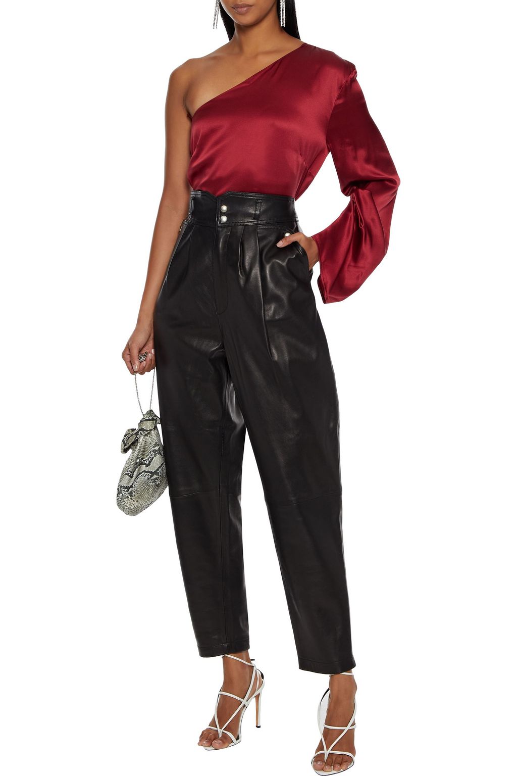MICHELLE MASON One-shoulder silk-charmeuse top