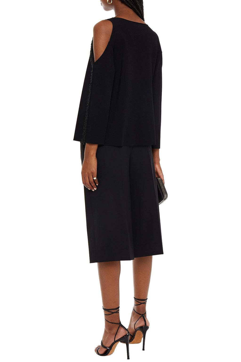 STELLA MCCARTNEY Cold-shoulder embellished stretch-knit top