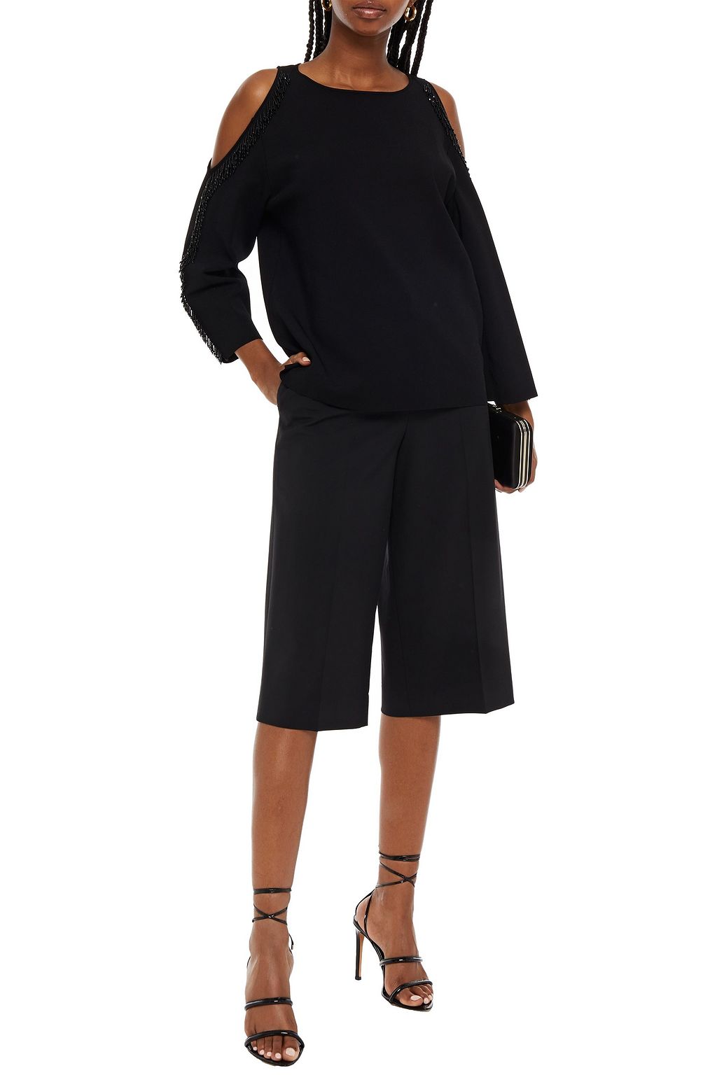 STELLA MCCARTNEY Cold-shoulder embellished stretch-knit top