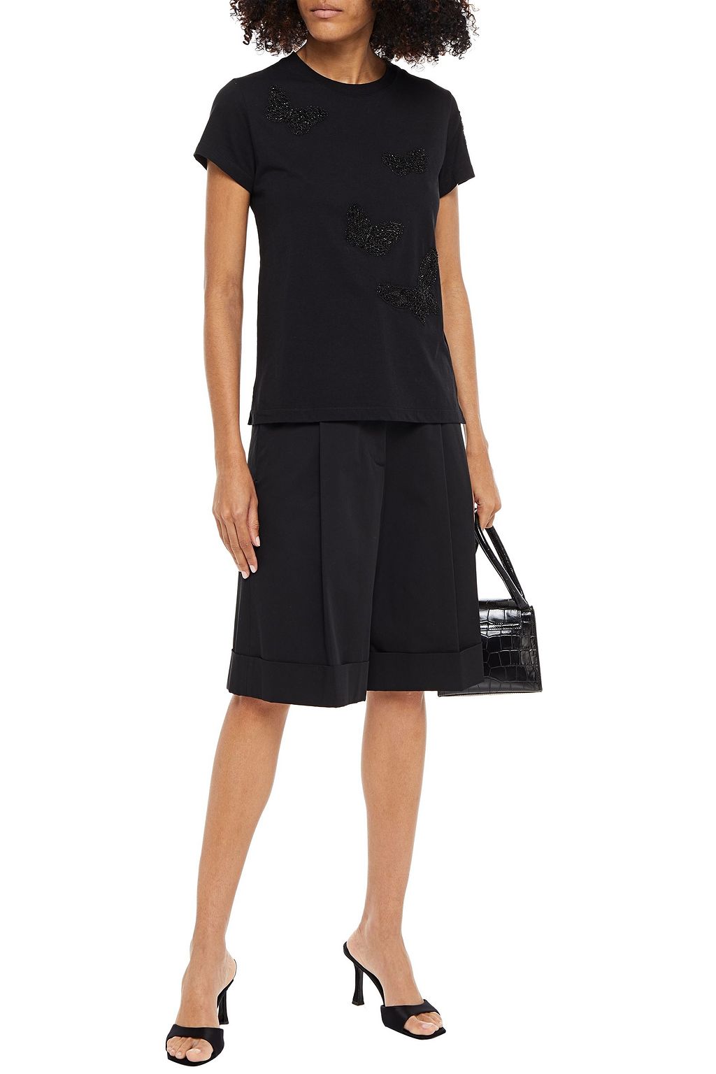 VALENTINO GARAVANI Embellished cotton-jersey T-shirt