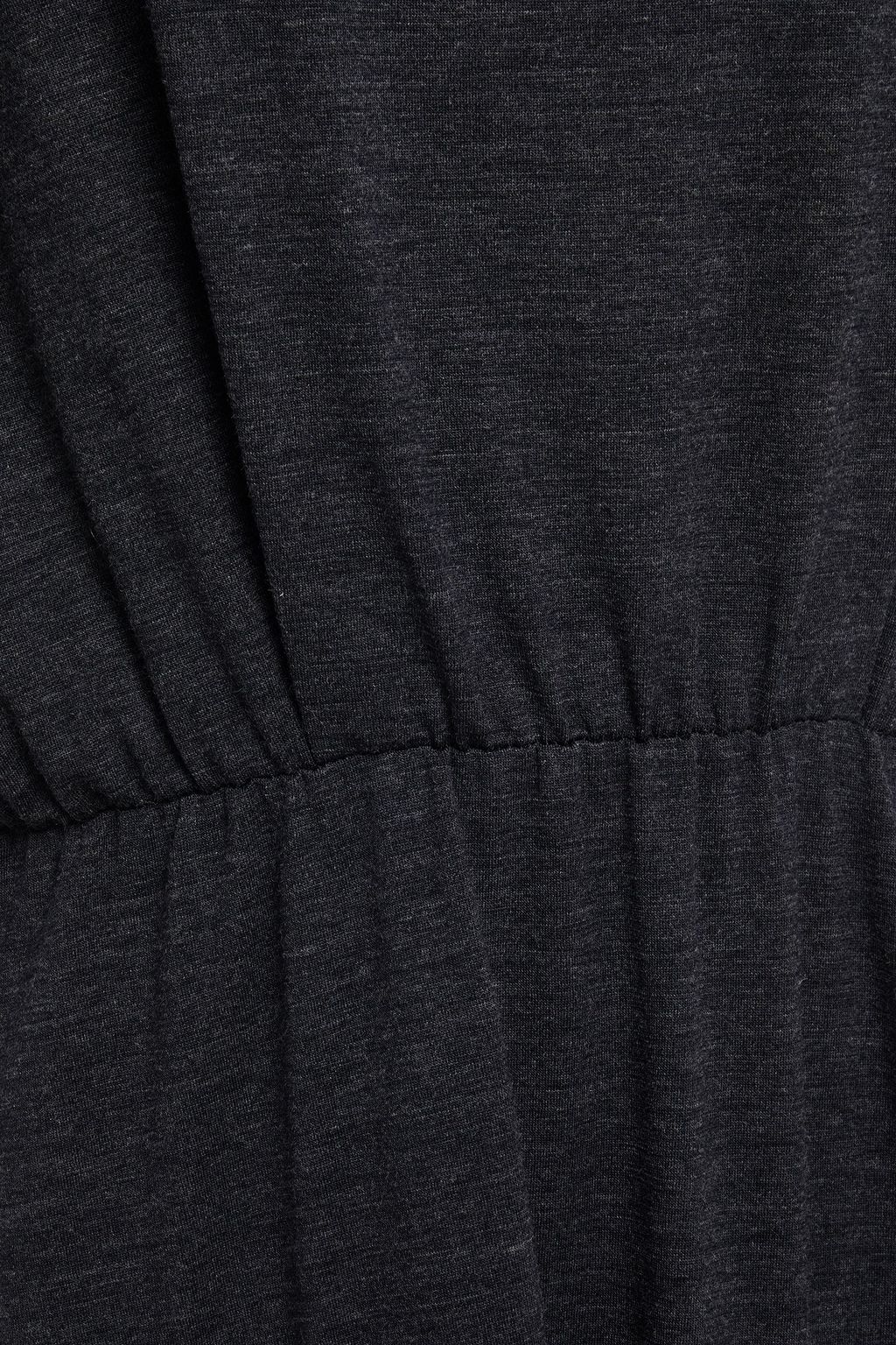 BRUNELLO CUCINELLI Bead-embellished gathered slub wool-blend jersey dress