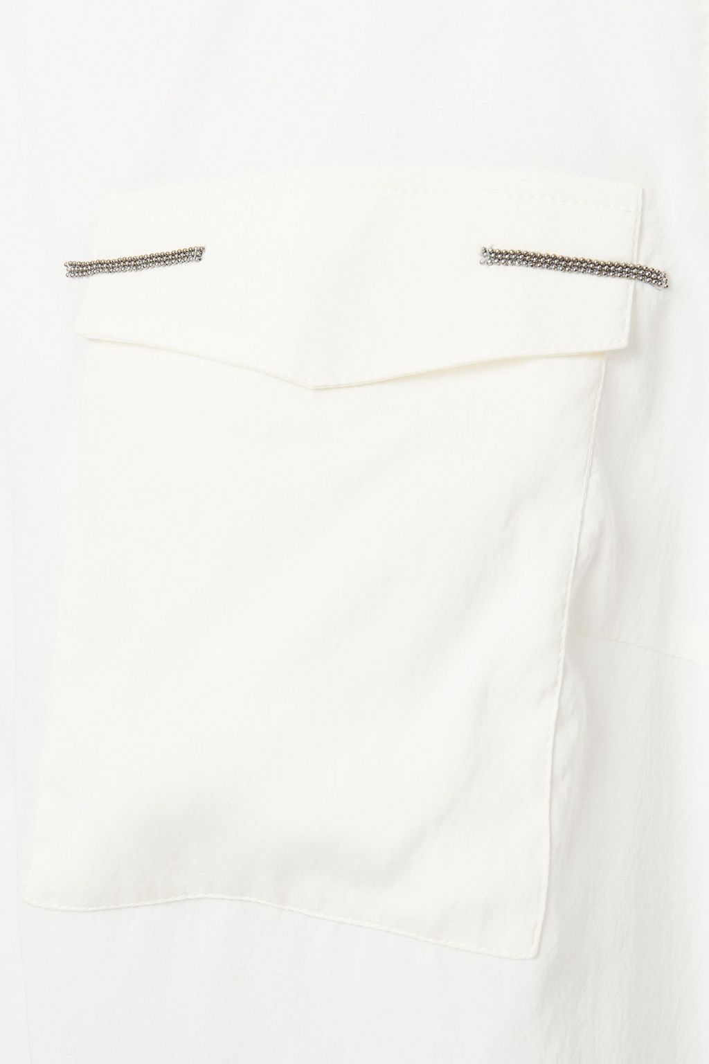 BRUNELLO CUCINELLI Bead-embellished silk-blend charmeuse top