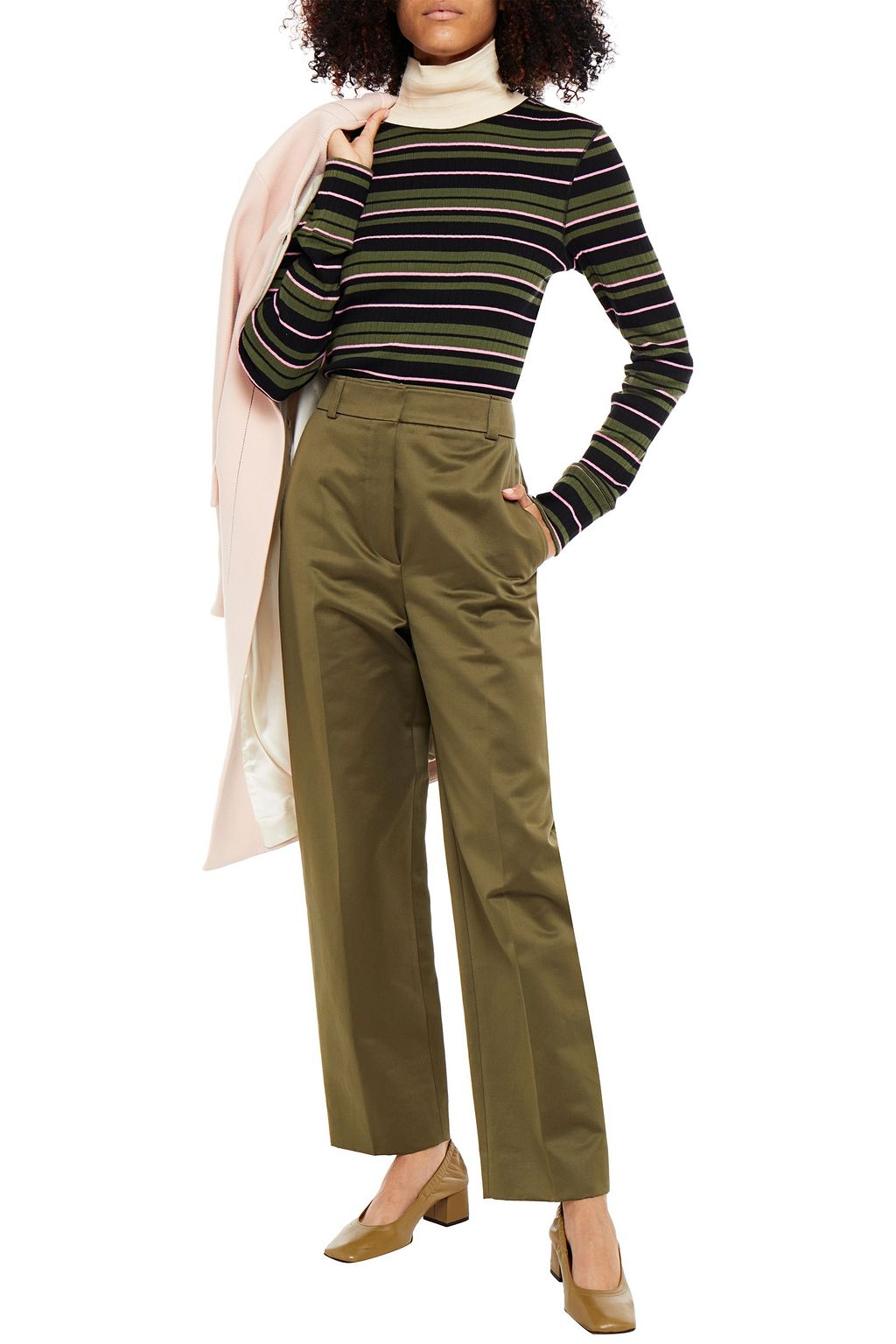 MARNI Striped cotton turtleneck top