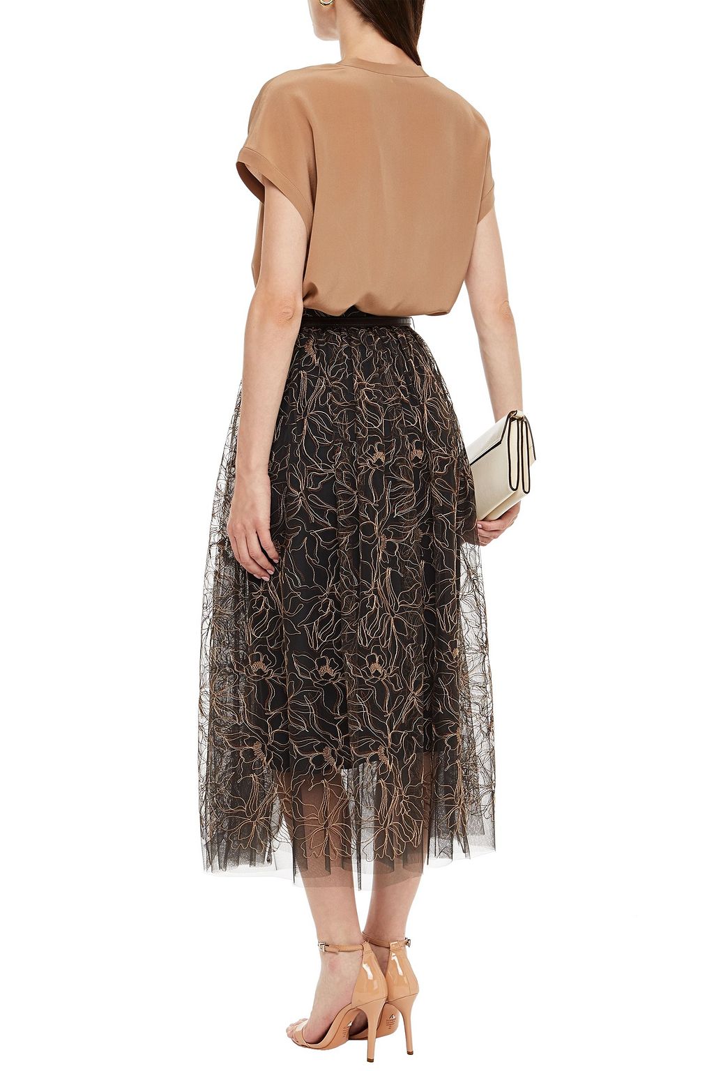 BRUNELLO CUCINELLI Bead-embellished silk crepe de chine top