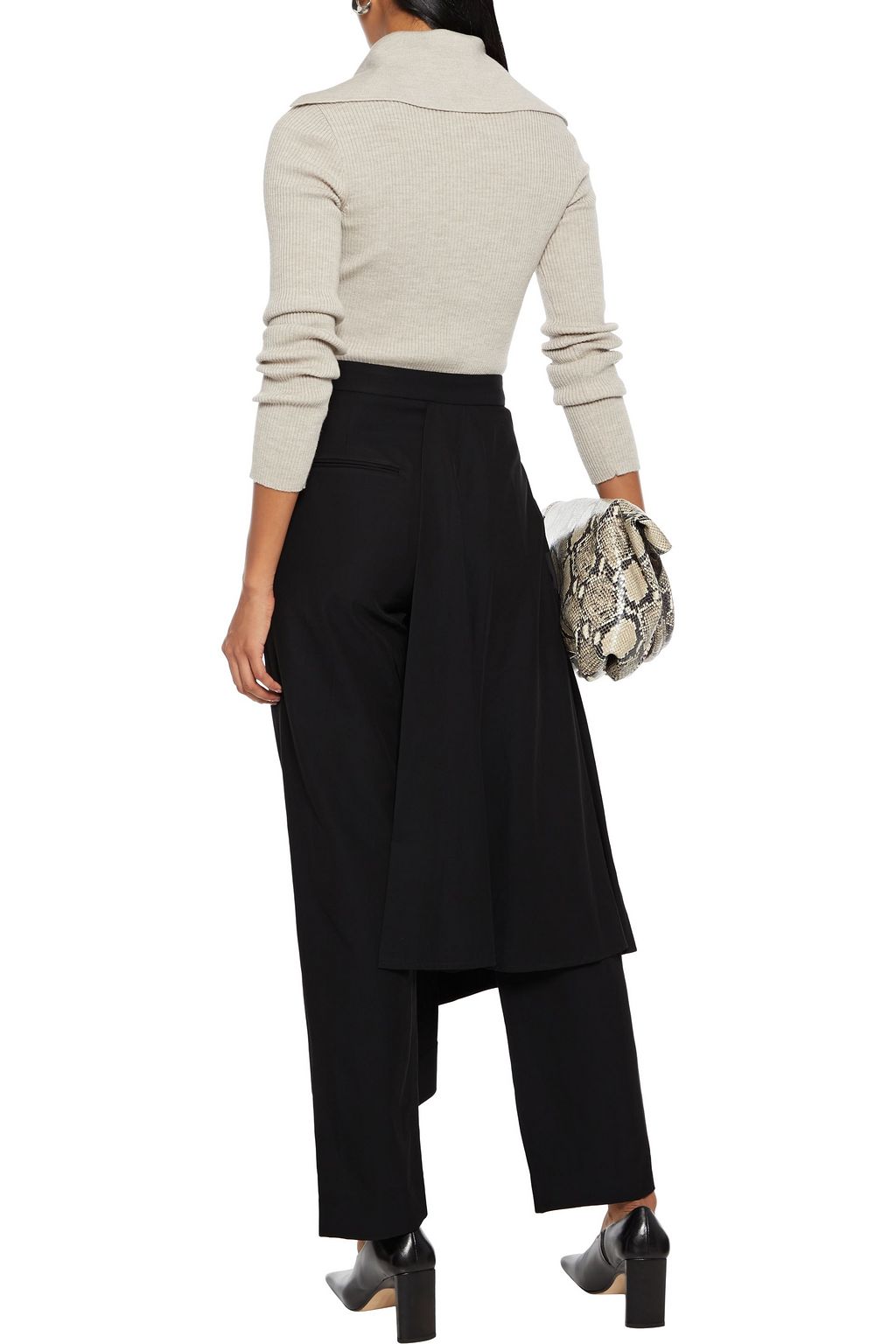 DEVEAUX Draped twill straight-leg pants