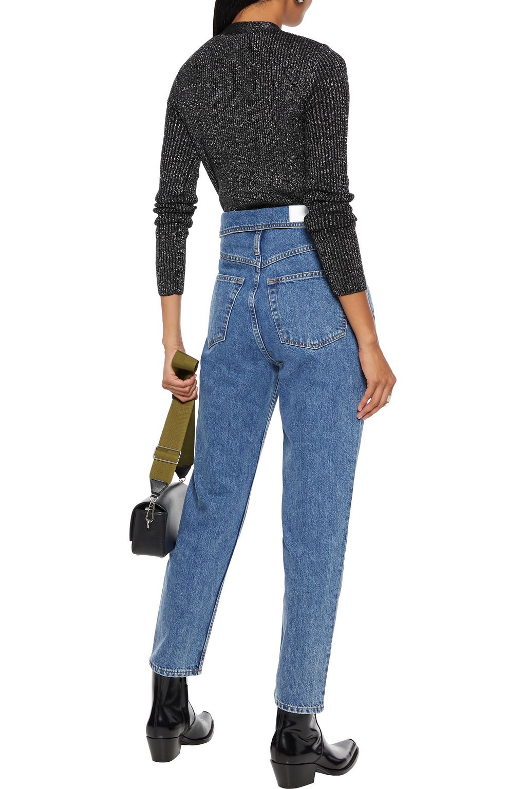 Mid denim 80s fold-over high-rise 