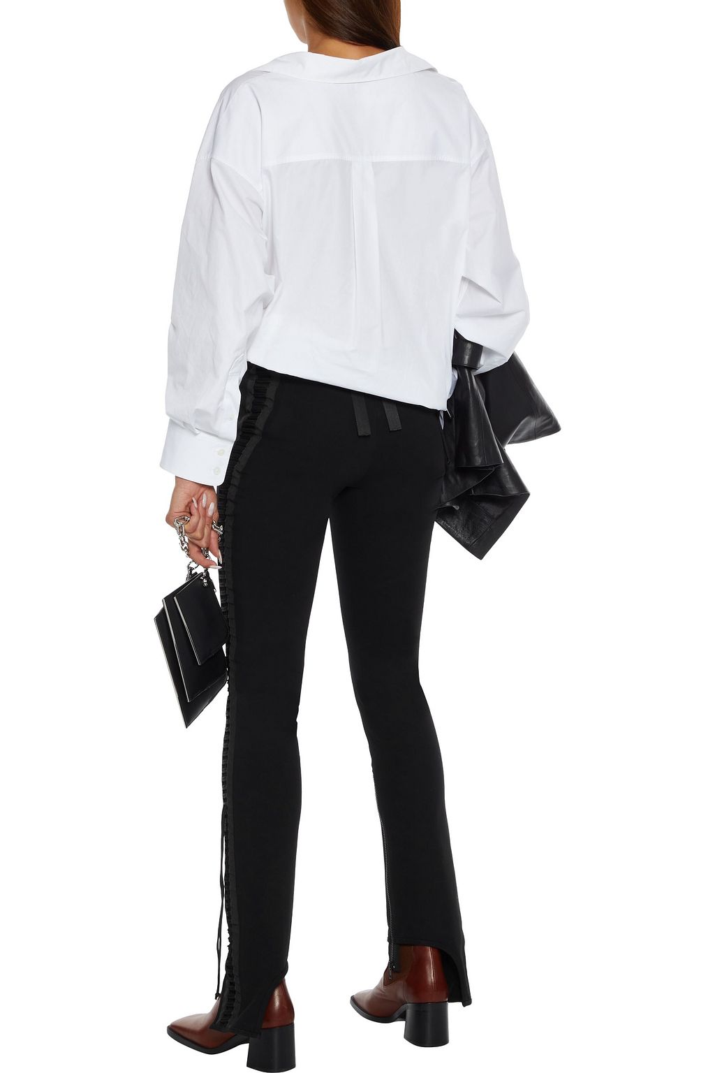 HELMUT LANG Aviator lace-up cotton-blend twill skinny pants