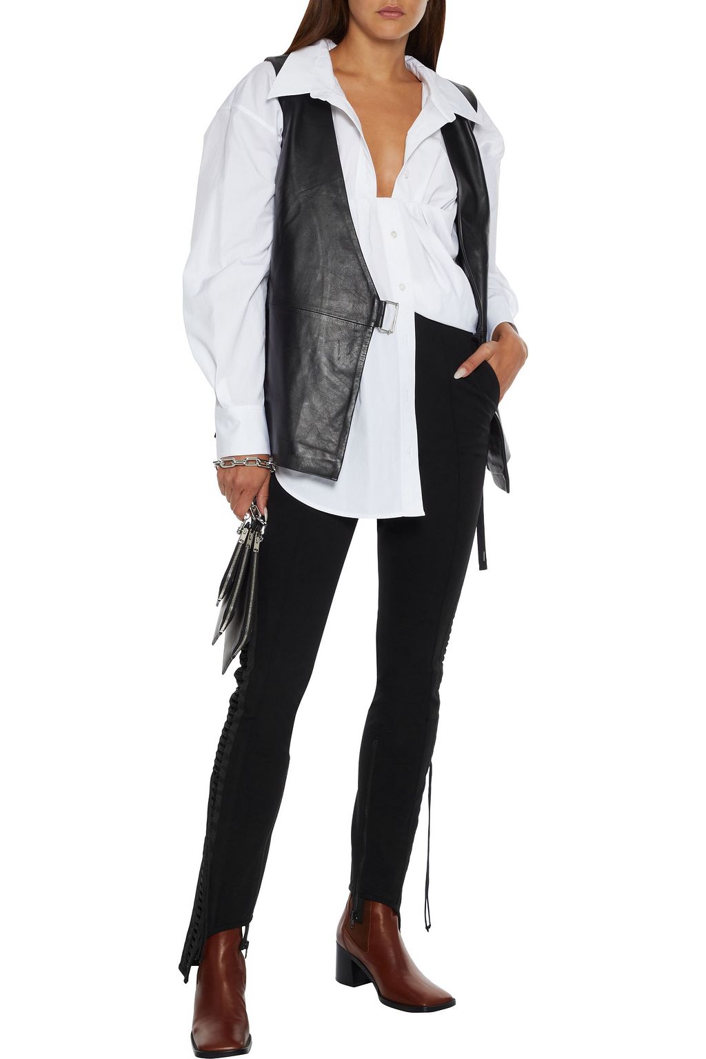 HELMUT LANG Aviator lace-up cotton-blend twill skinny pants
